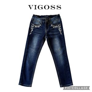 Vigoss The Jagger skinny Embellished rhinestone blue jeans girls size 5